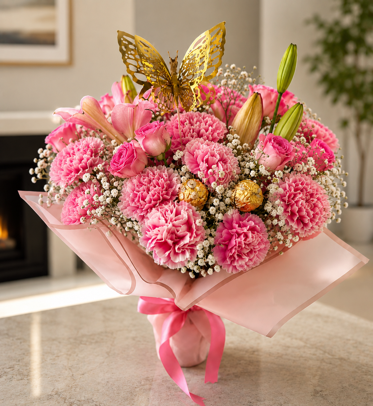 Blushing Butterfly Bouquet