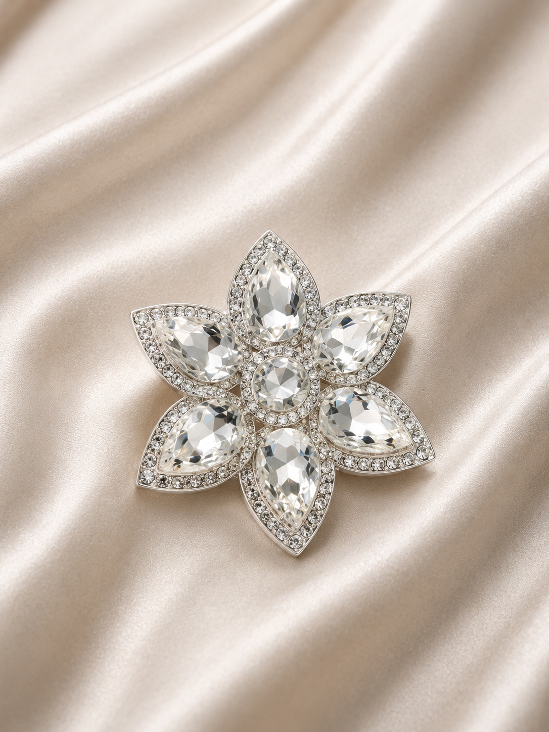 Crystal Elegance Flower Brooch
