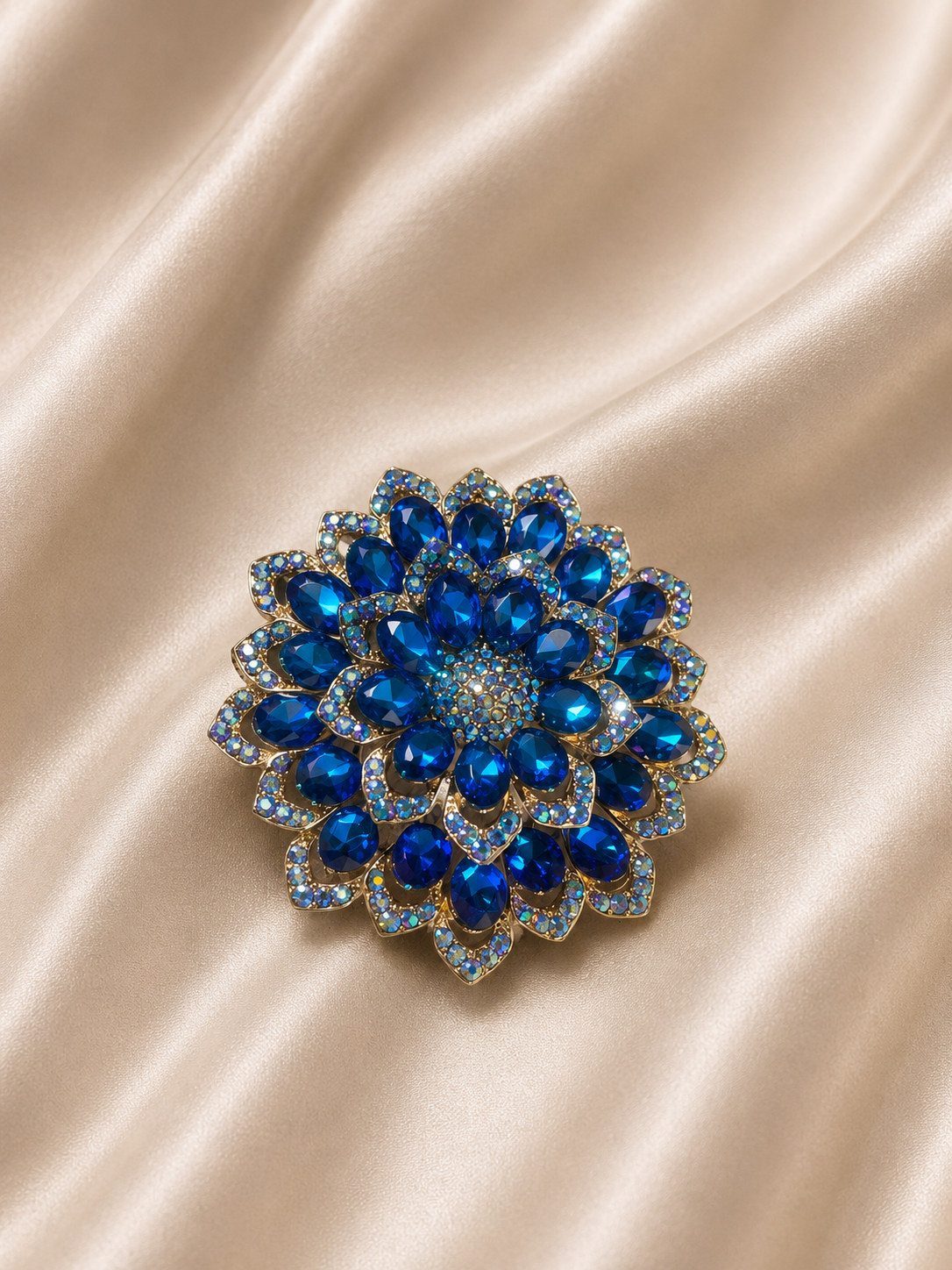 Blue Crystal Elegance  Brooch