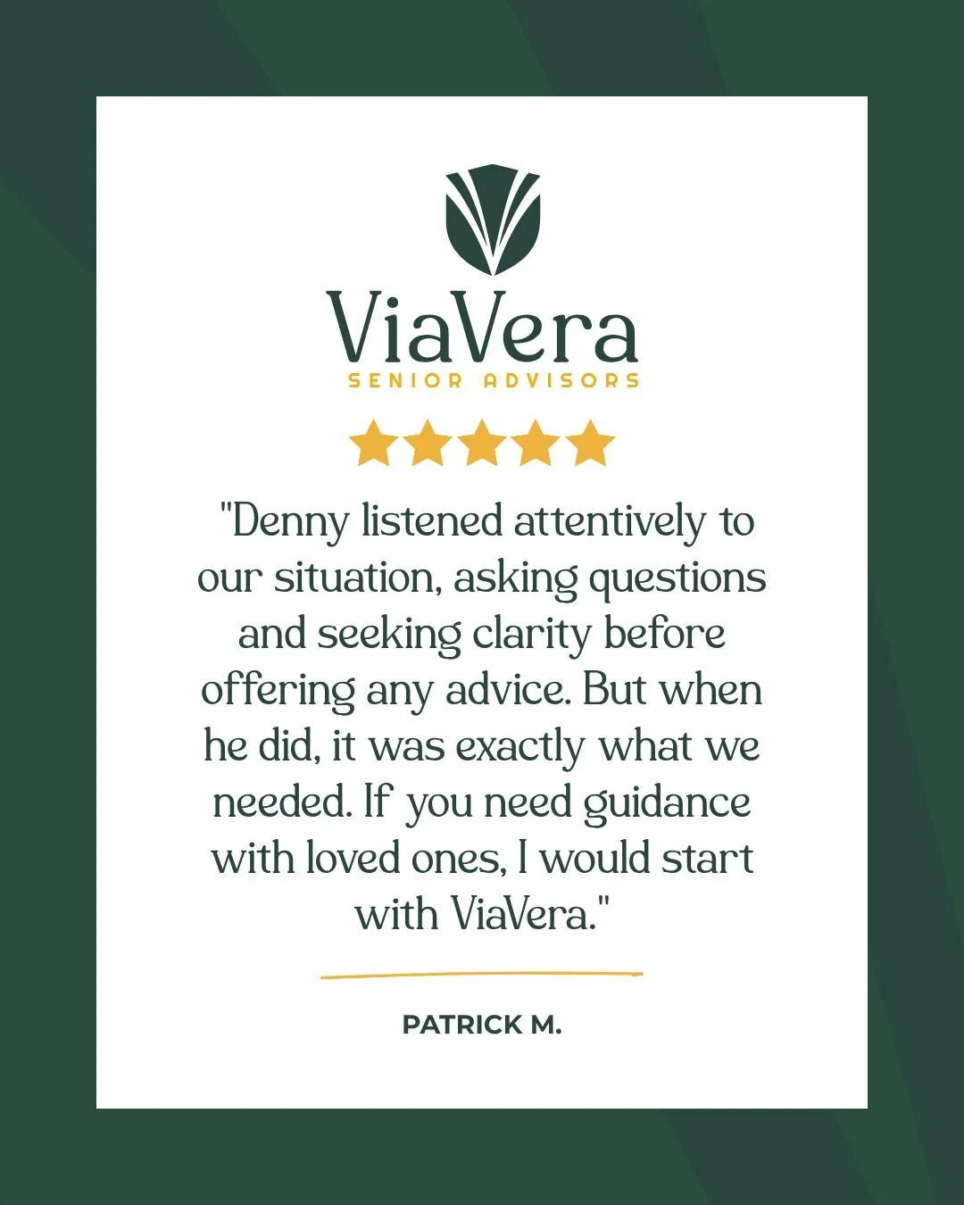 A transition like this is never easy, and we don't take it lightly. We're here to listen first and help every step of the way. Thank you, Patrick, for trusting us with your family. 💚