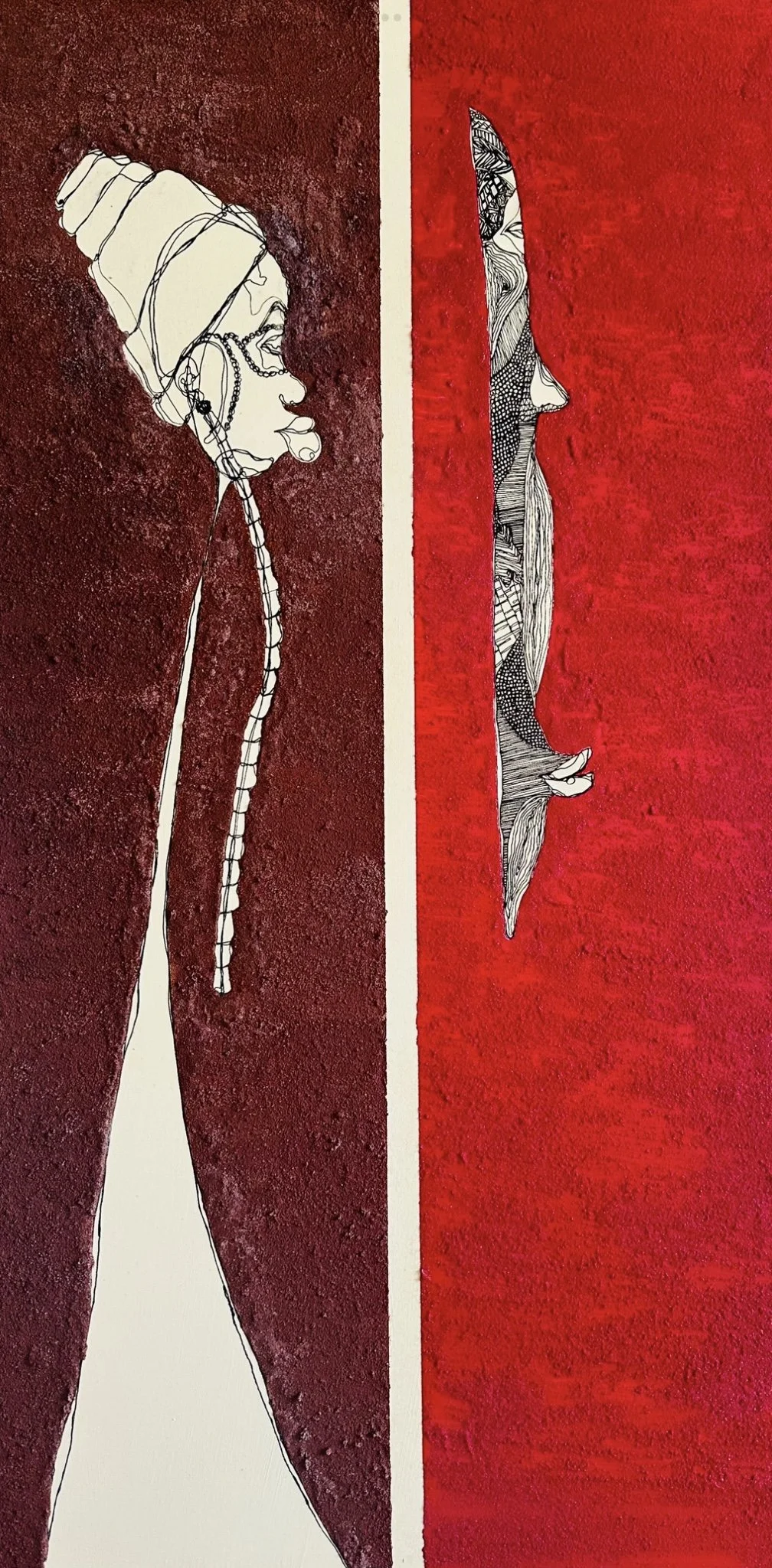 Your Silence Will Not Protect You · mixed media · 24 x 48 in · 2024

