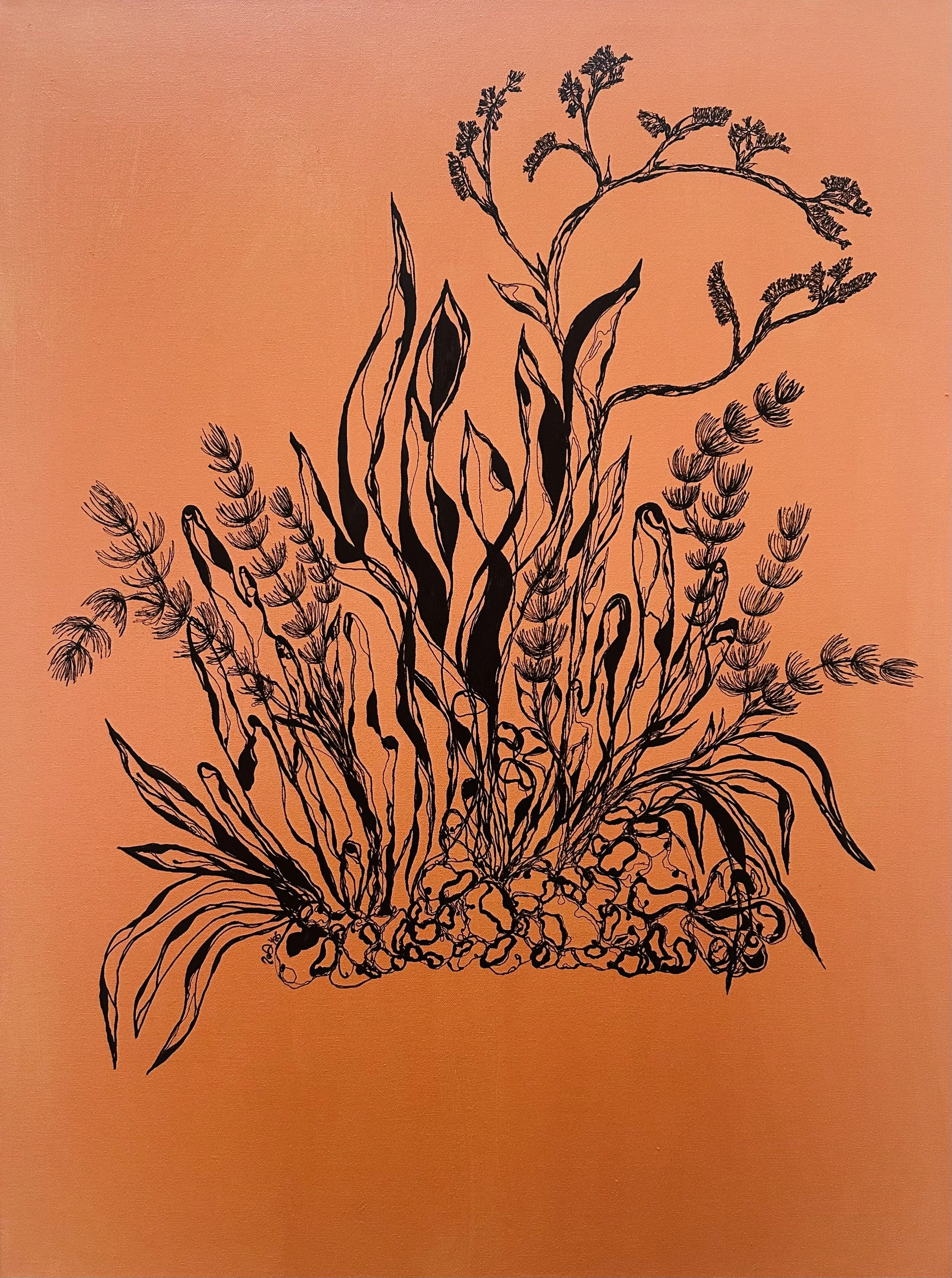 The Wisdom Is In The Water · acrylic on canvas · 30 x 40 in · 2025
