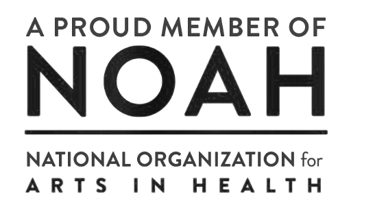 Logo with text reading "A proud member of NOAH, National Organization for Arts in Health."