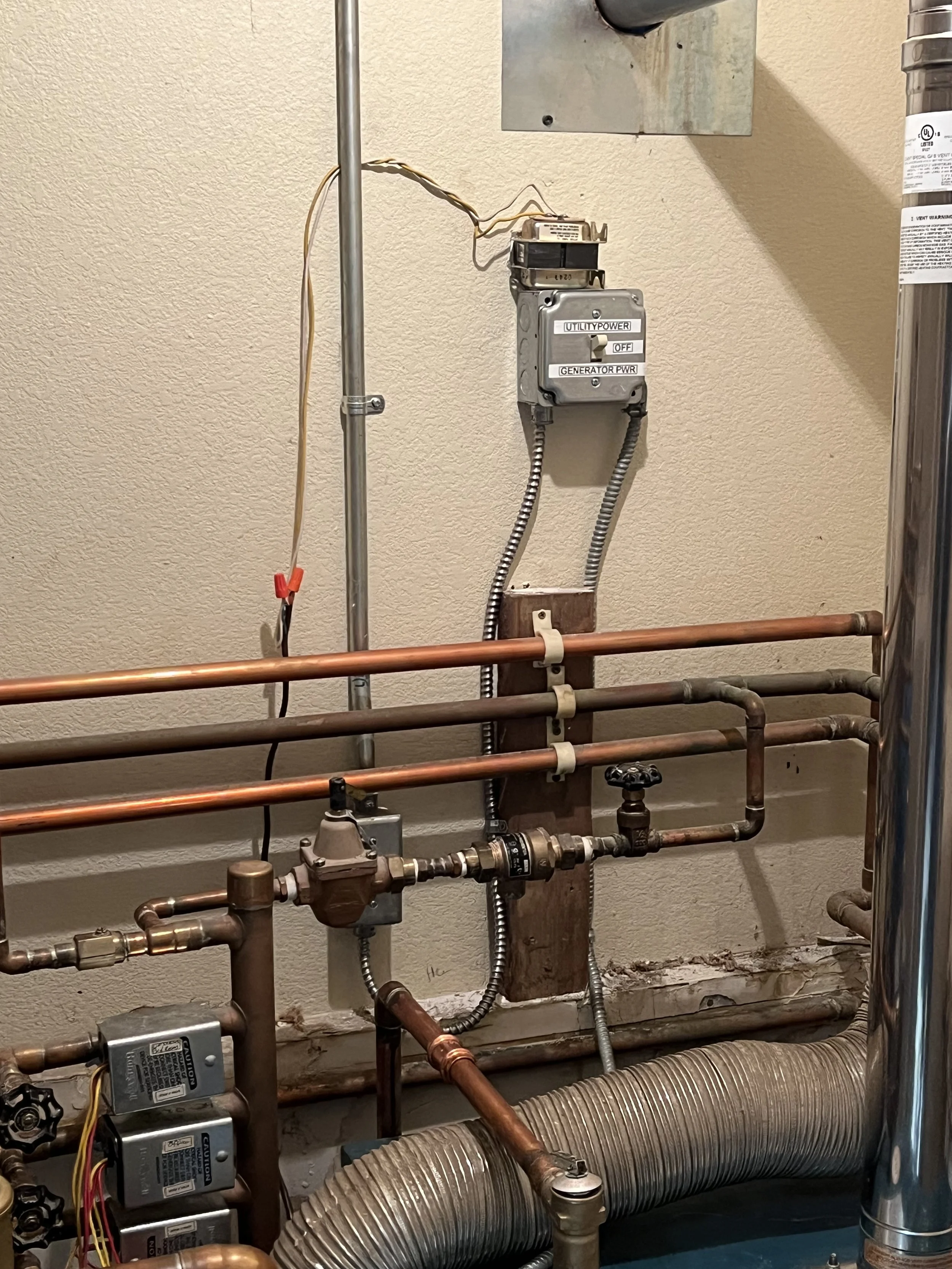 Utility power control equipment and mechanical room wiring