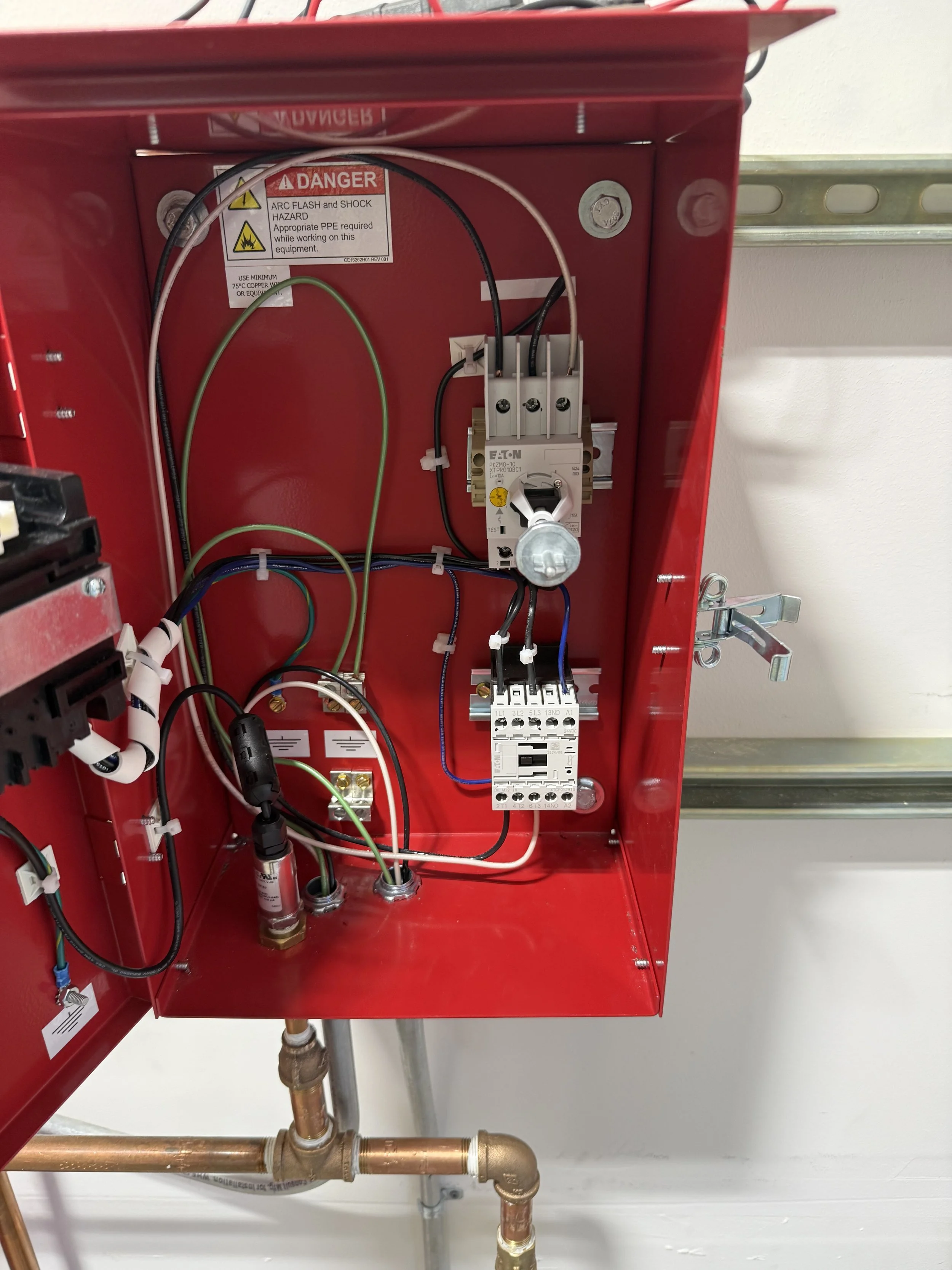 Fire alarm control panel wiring and electrical equipment