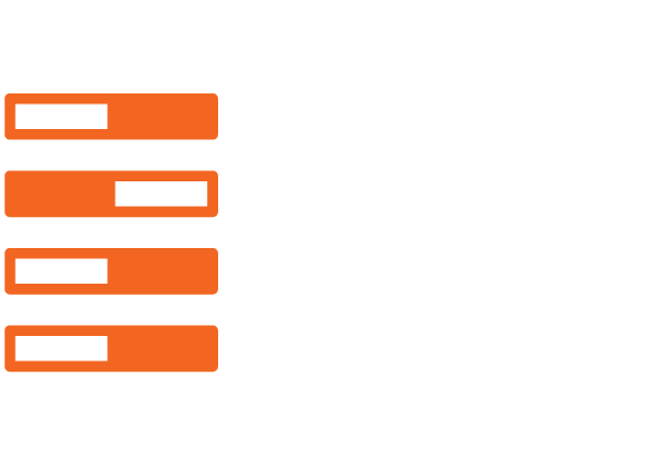 List of five items with orange bars next to each, labeled from top to bottom: 1. Location, 2. Name, 3. Phone, 4. Email, 5. Address.