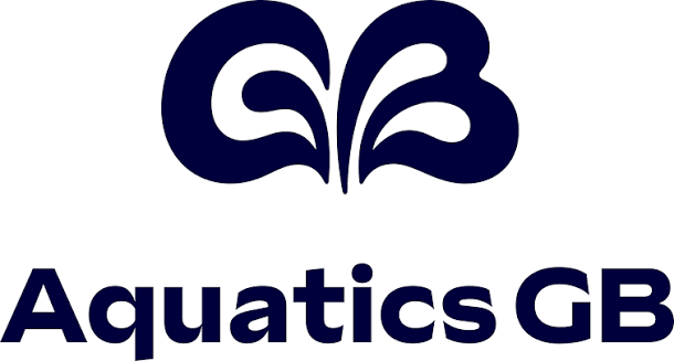 Logo of Aquatics GB featuring a stylized water splash design above the text 'Aquatics GB' in bold font.