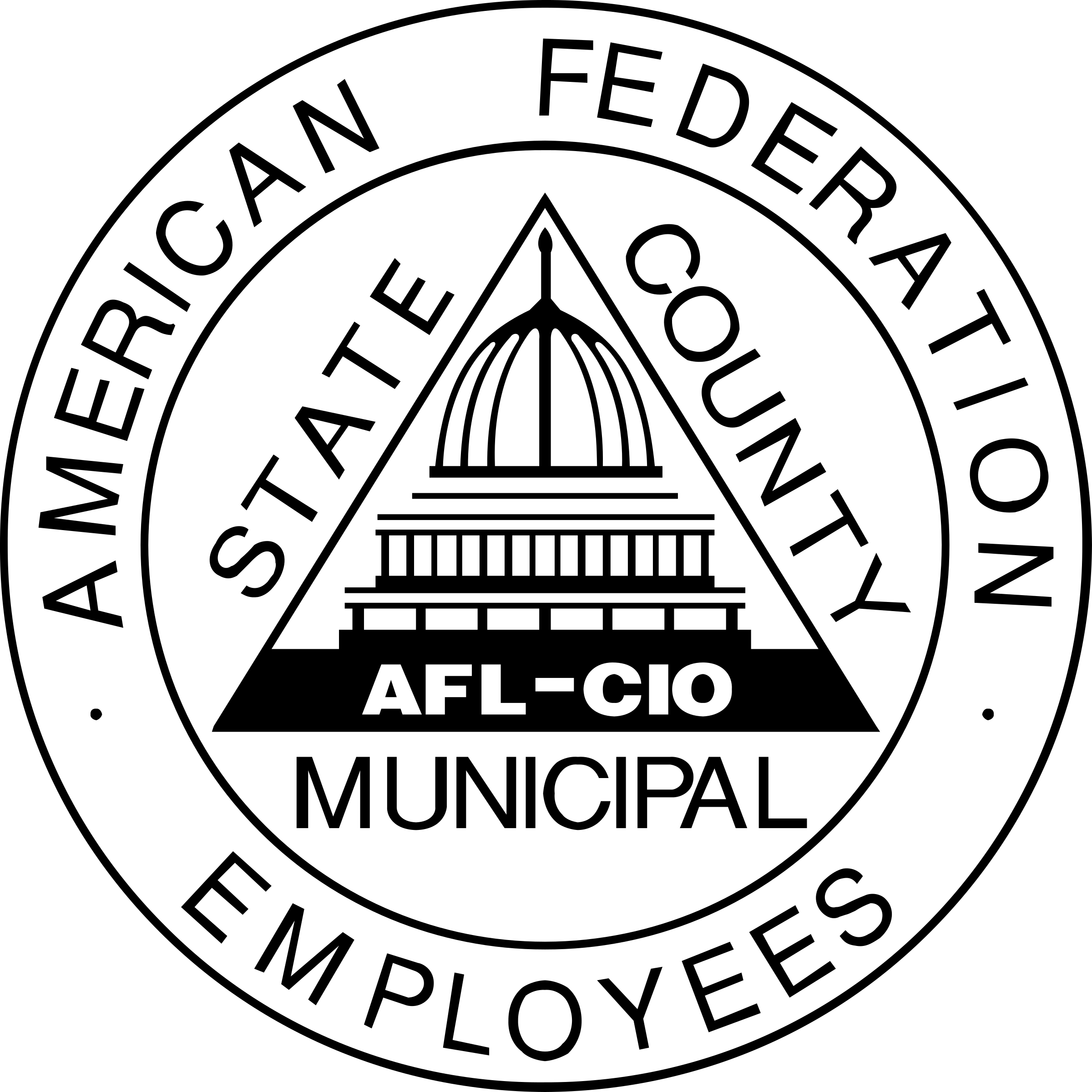 Official seal of the city of Muncipal, containing text and a dome building symbol in the center.