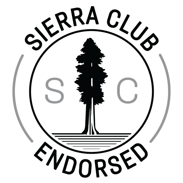 Sierra Club Endorsed logo with a central tree illustration and surrounding text.