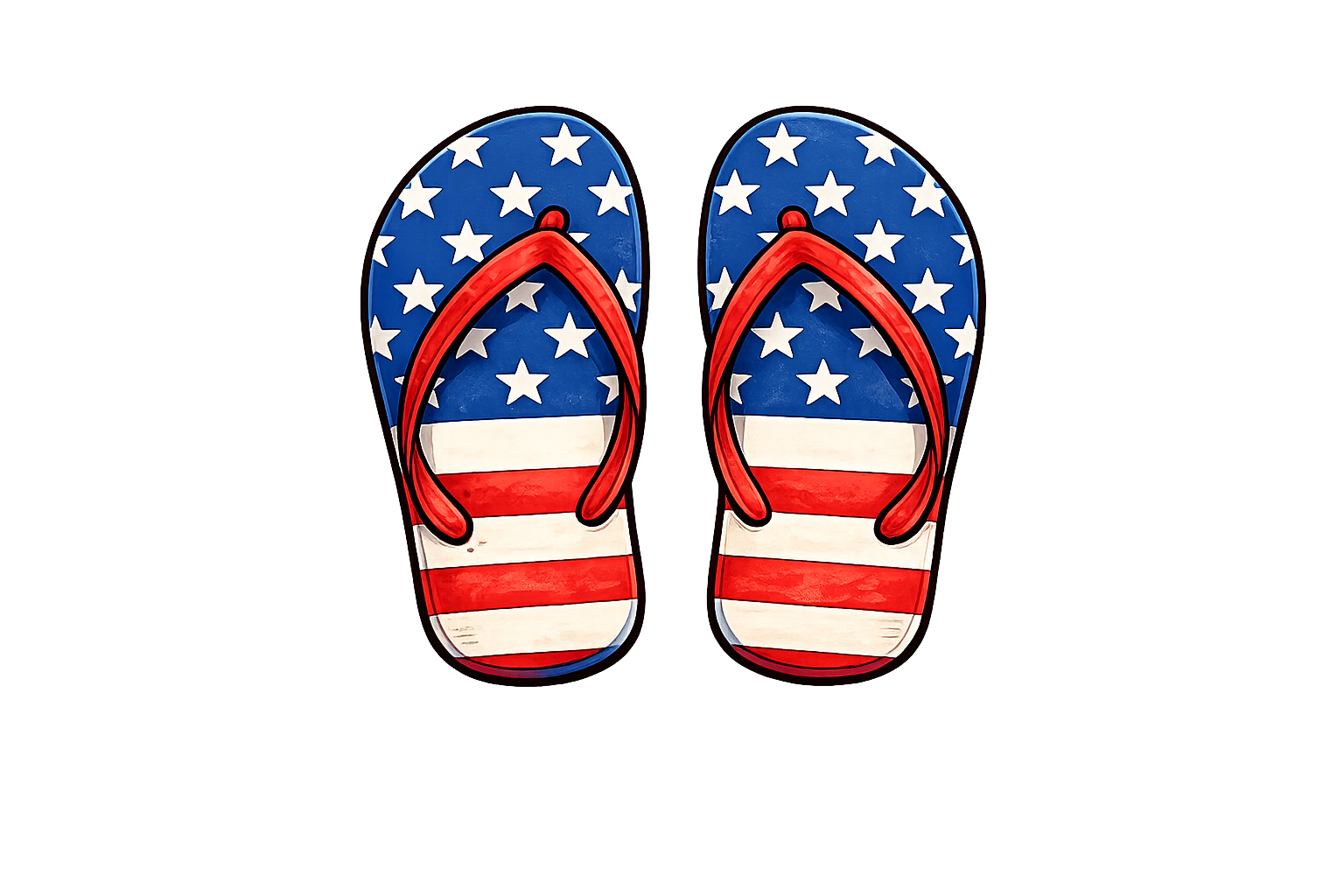 Patriotic flip-flops with American flag design