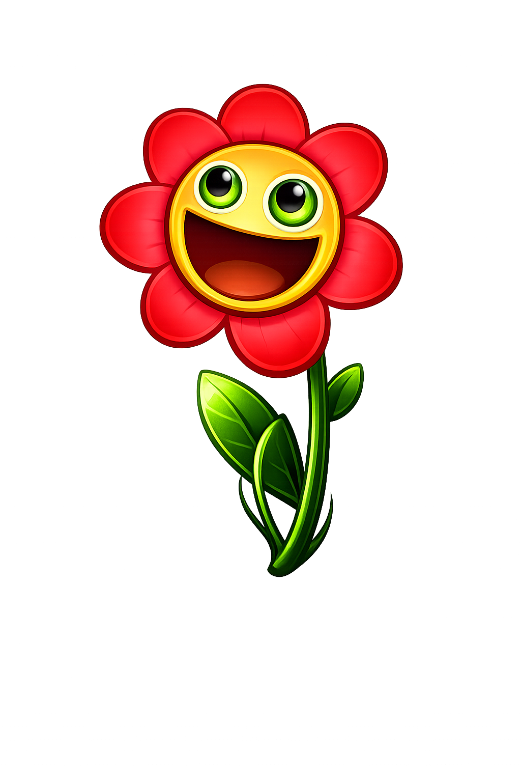 Cheerful smiling flower character