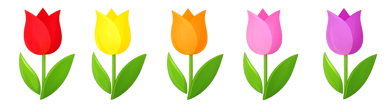 Colorful tulips in a row