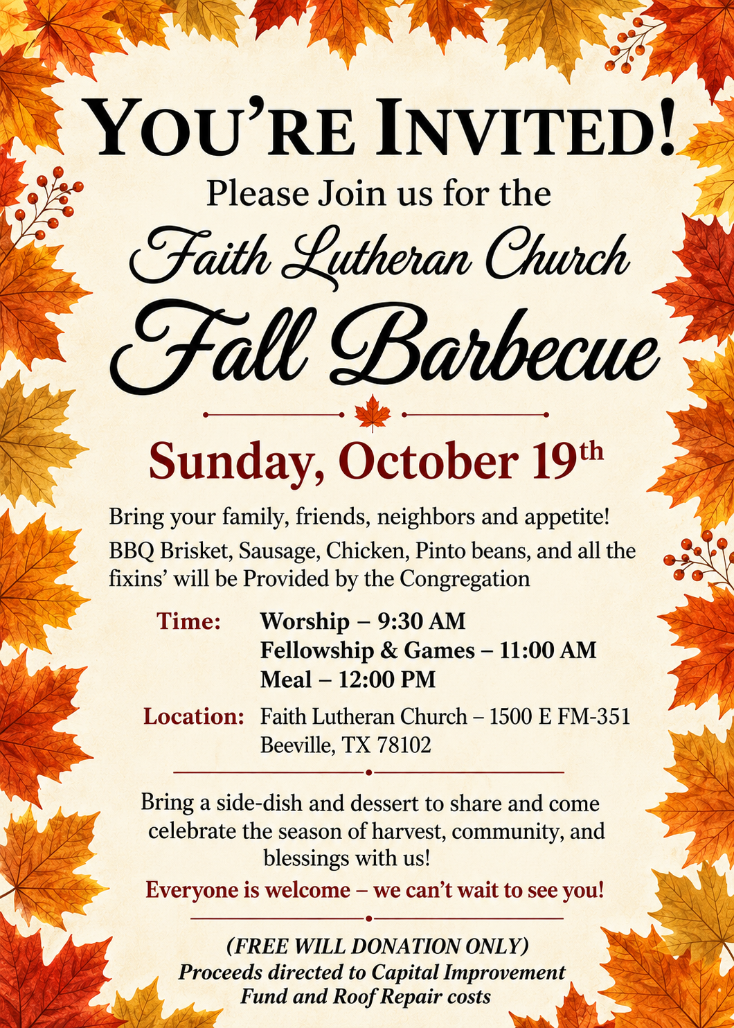 Autumn harvest barbecue invitation flyer