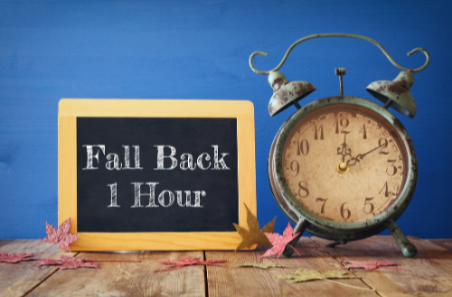 time change fall back with clock