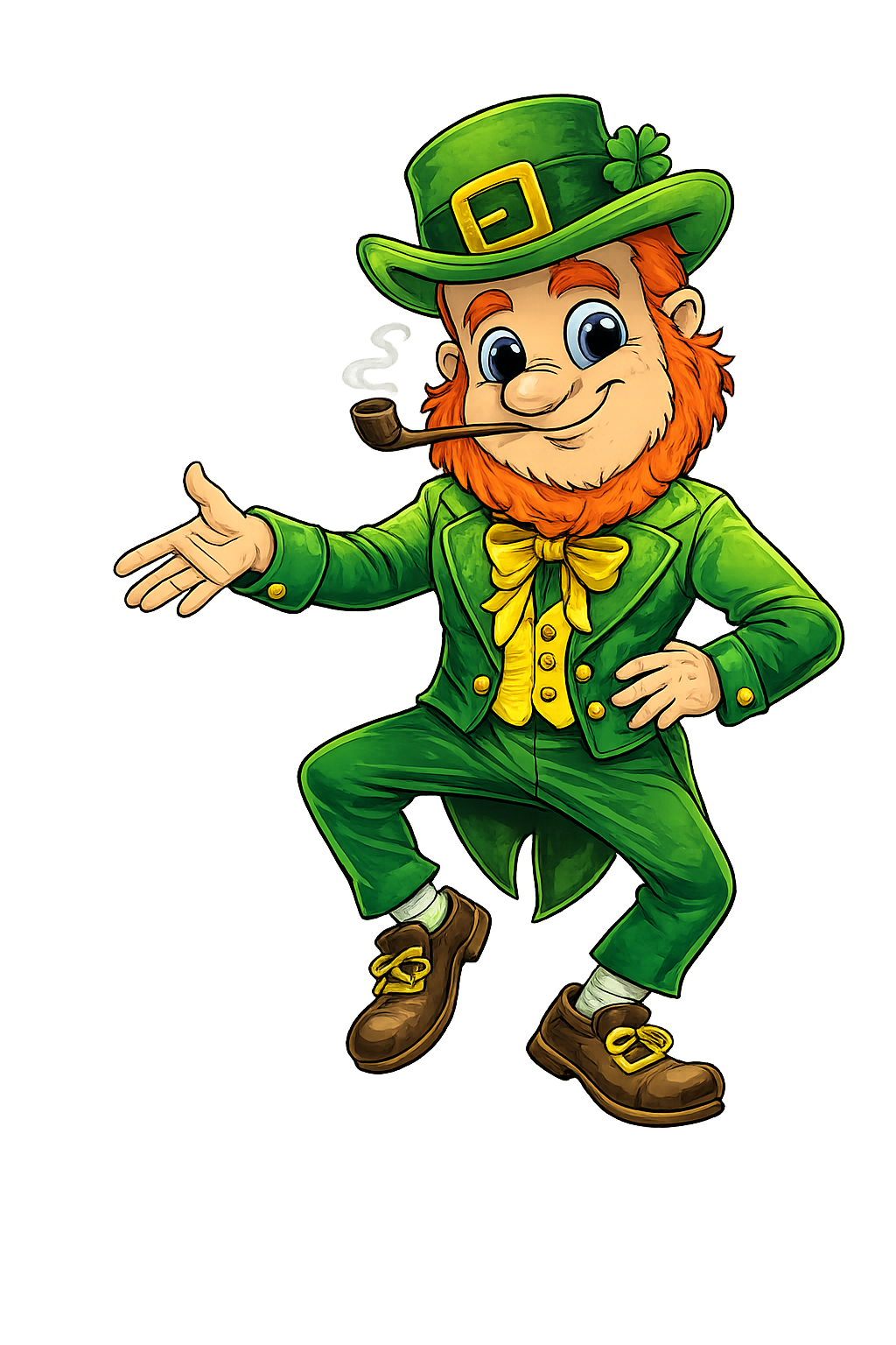 Mischievous leprechaun in vibrant green attire