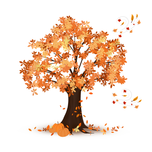 fall leaves and pumpkins
