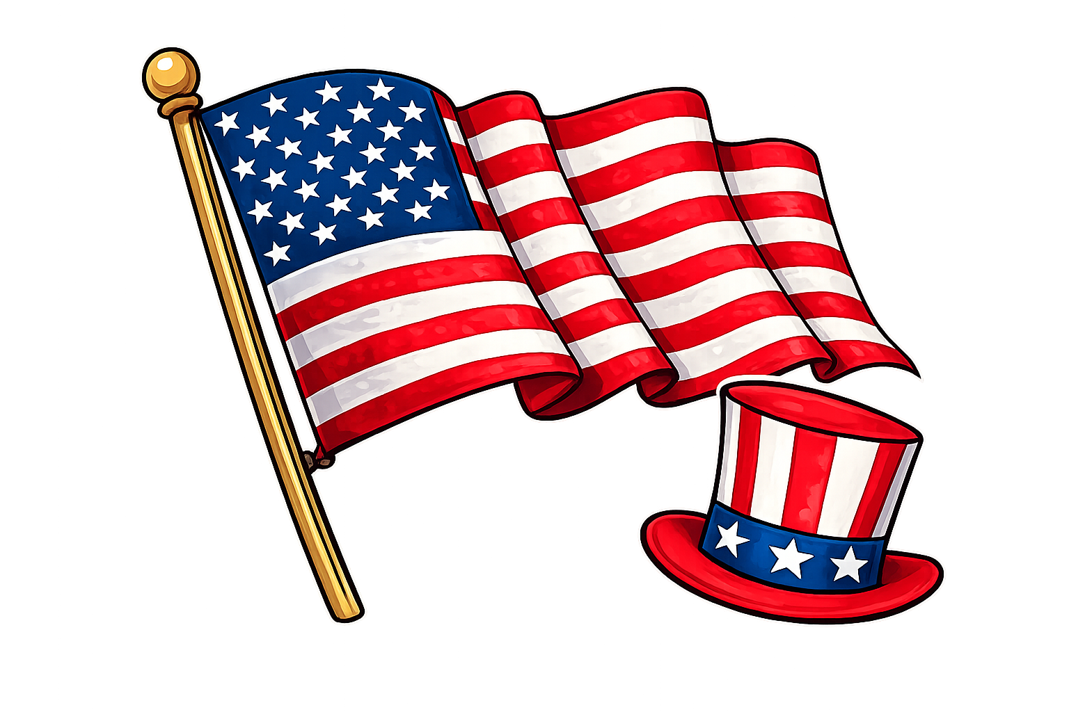 Waving flag and patriotic hat