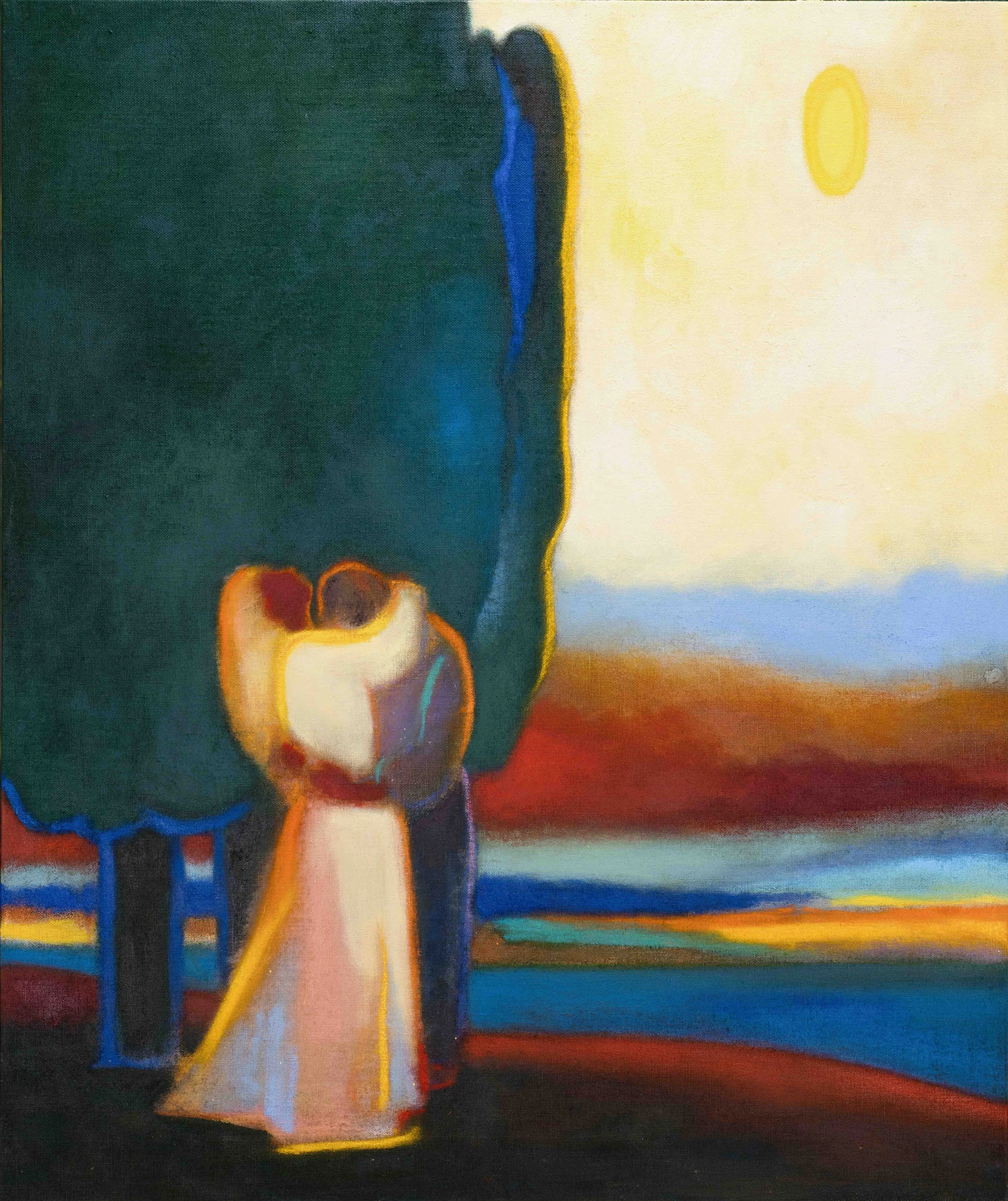 “Summer Has Ended, and They Knew It Was the Most Beautiful Summer of Their Lives”, 2023, oil and soft pastel on linen, 72.7 × 60.6 cm.
