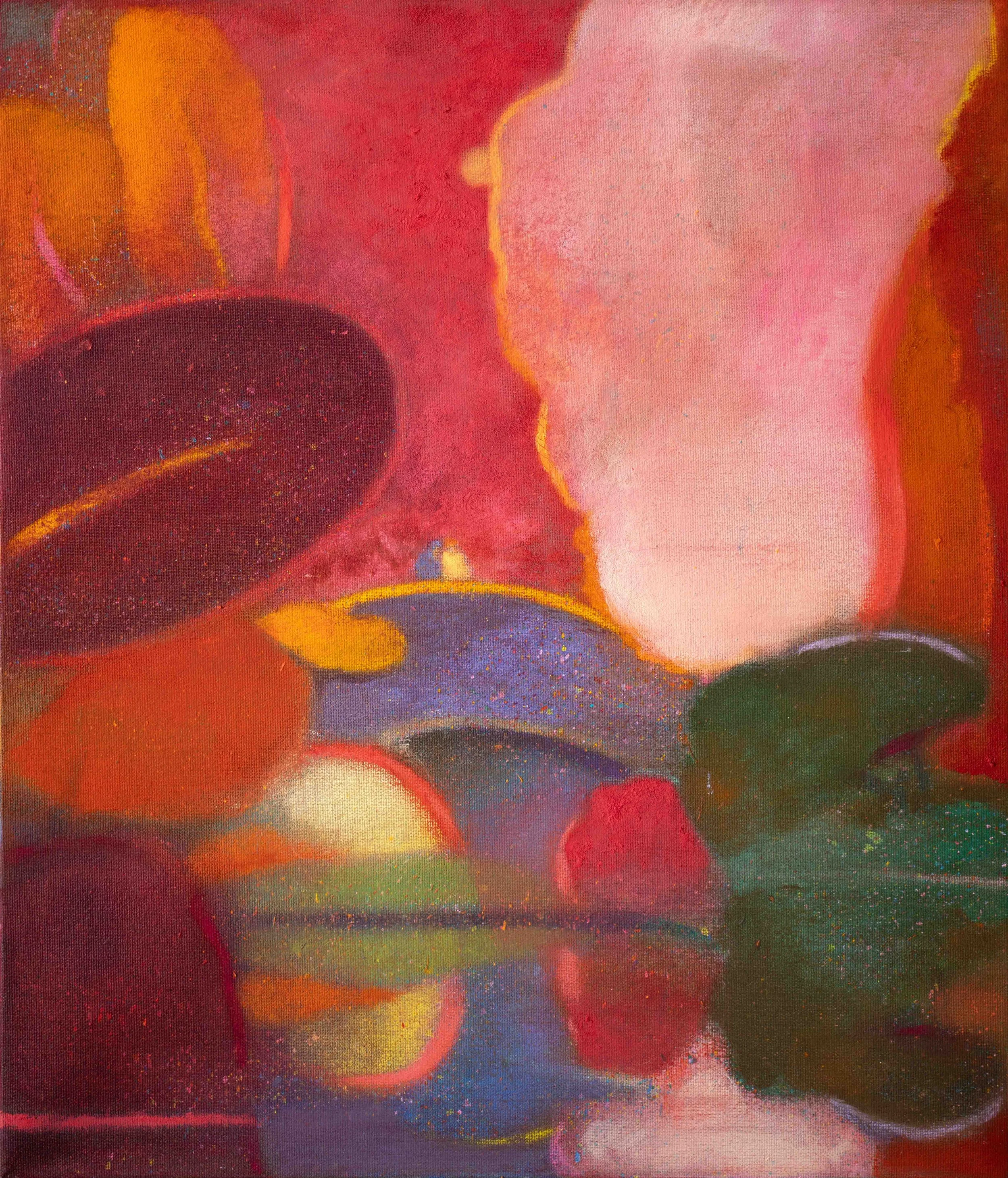 “이제 우리 다시 나란히”, 2023, oil and soft pastel on canvas, 53 × 45.5 cm.