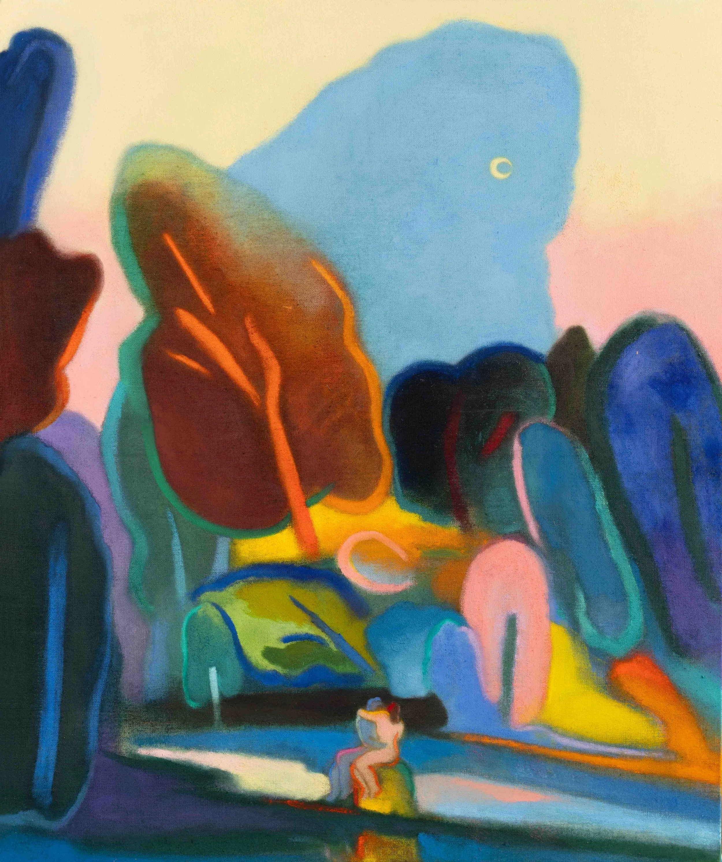 “이것이 당신과 사랑에 빠지는 느낌이에요” (This Is How It Feels to Fall in Love with You), 2023, oil and soft pastel on linen, 72.7 × 60.6 cm.