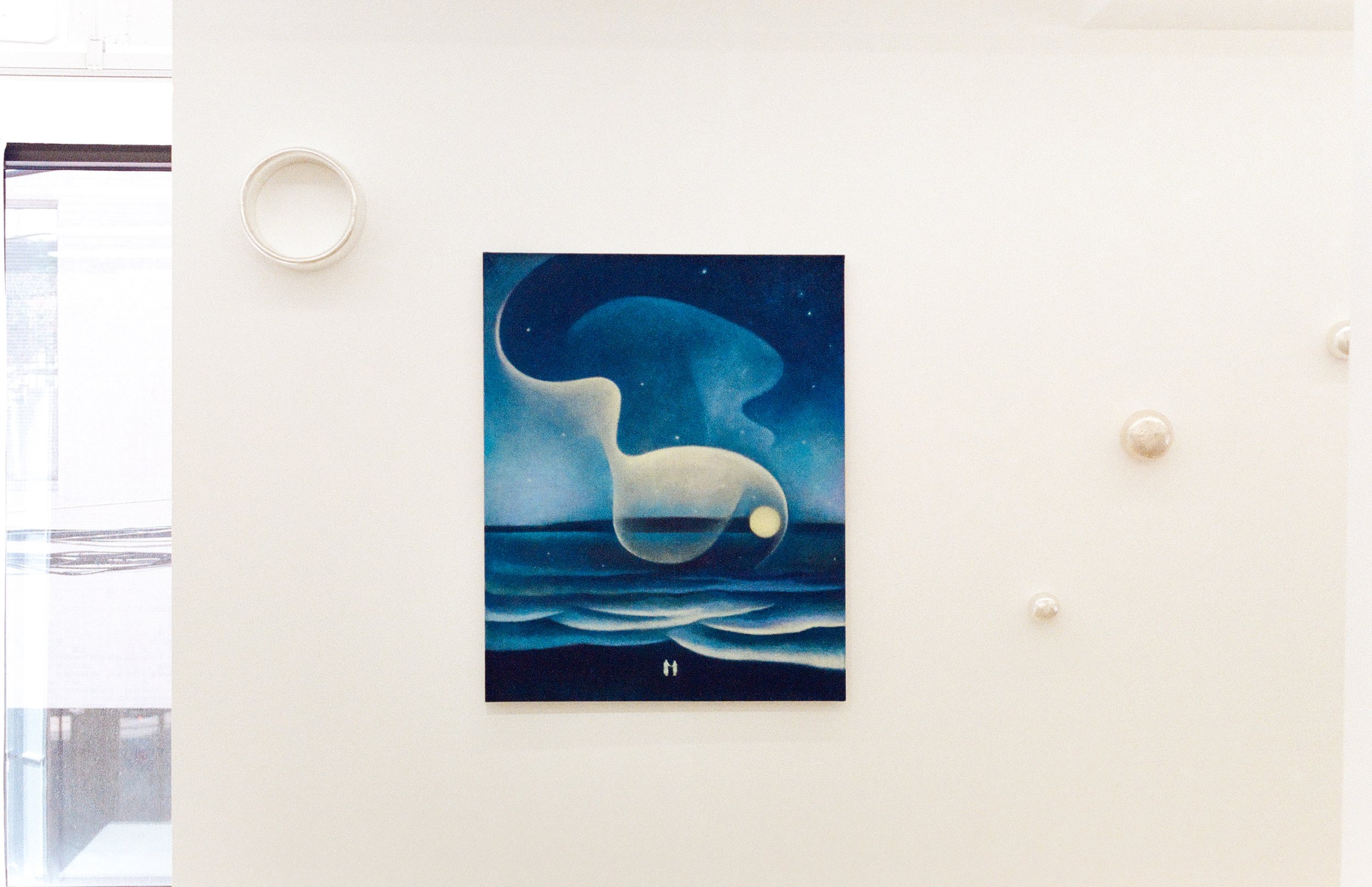 우리는 숨을 들이쉬고, 빛을 더했다(Here we draw breath and draw light), 2026, Oil and soft pastel on linen, 100x80.5cm.