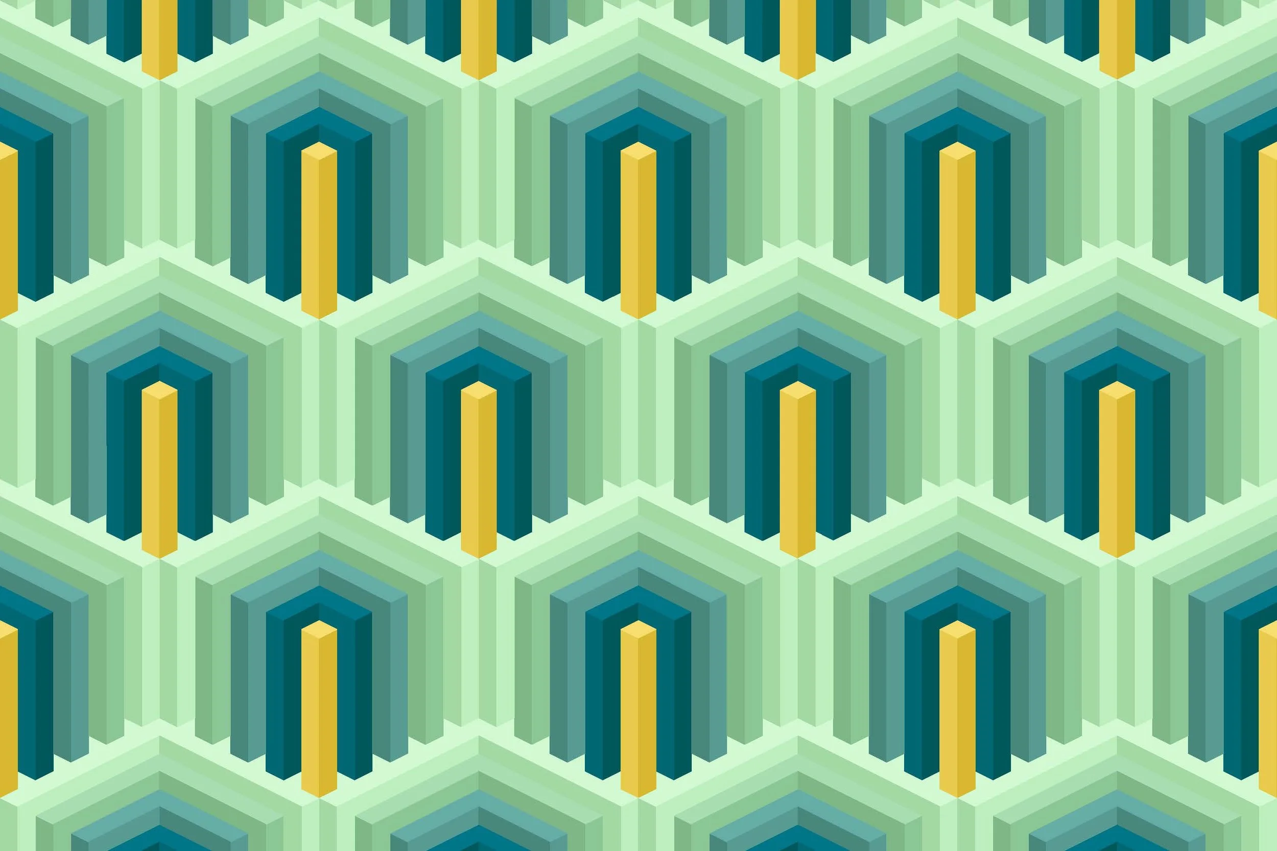 Geometric seamless surface pattern inspired by architectural forms, created by Andrew Haan.