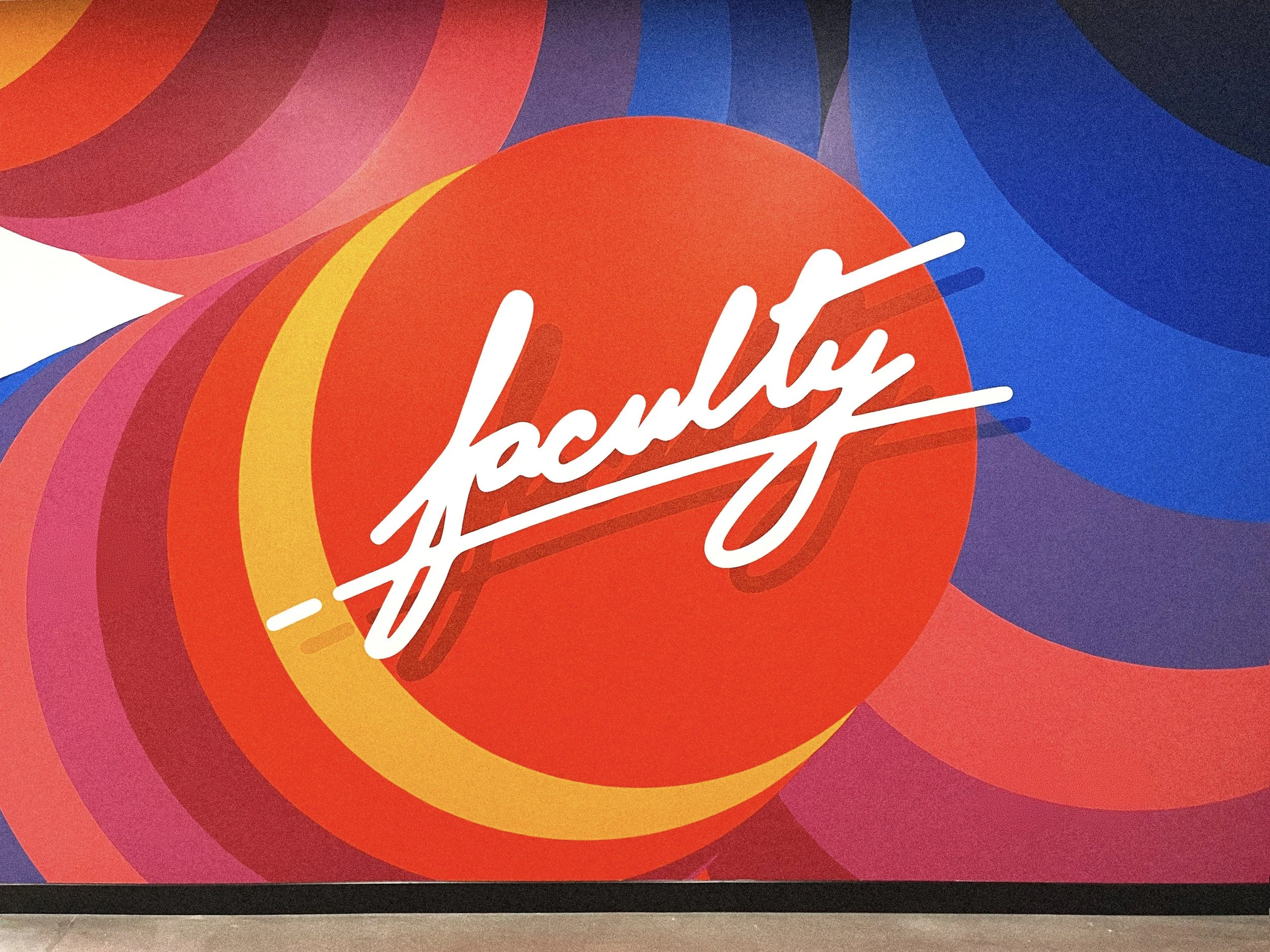 Colorful interior mural by Andrew Haan for Faculty Inc. in Calabasas, California