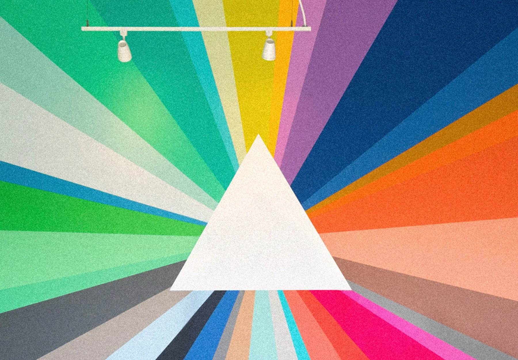 Colorful geometric mural with radiating forms by Andrew Haan for Samarasa Yoga Studio in Los Angeles, California