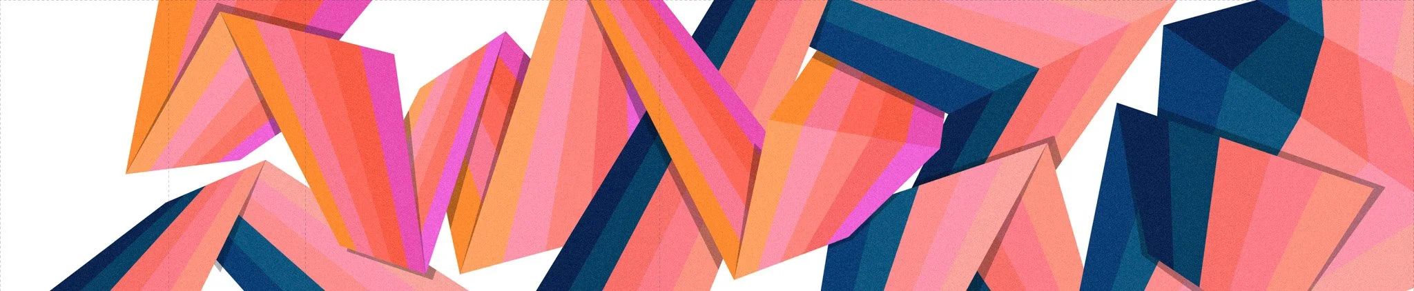 Alternate geometric mural design for The MARK UCLA featuring layered pink, orange and deep blue forms.