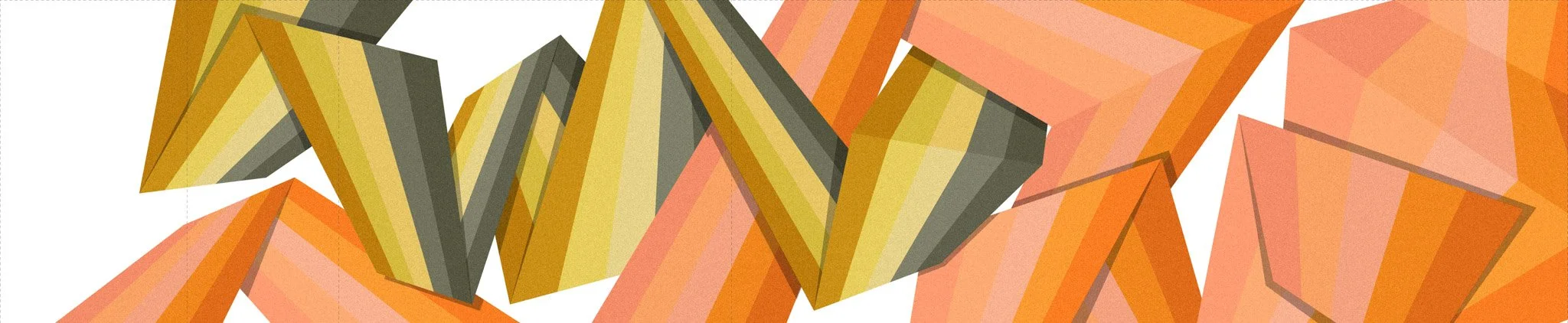 Alternate mural concept for The MARK UCLA featuring folded geometric forms in orange, yellow and muted green.
