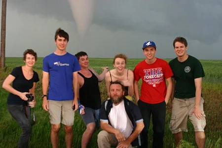 Corey (red shirt) & classmates in front of tornado. May 18th, 2013. Rozel, KS.