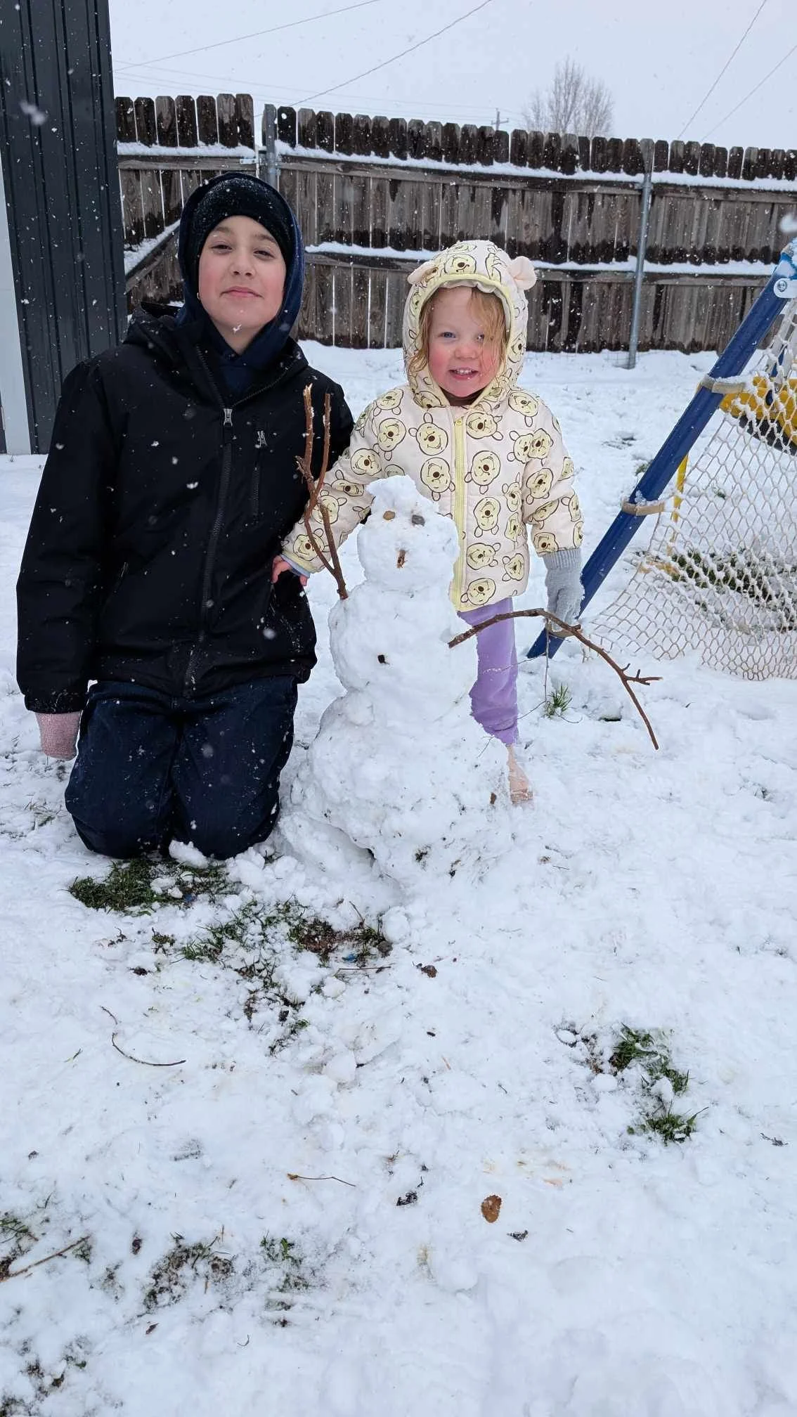Oaklee & Olivia's Snowman. January 2025. Altus, OK.