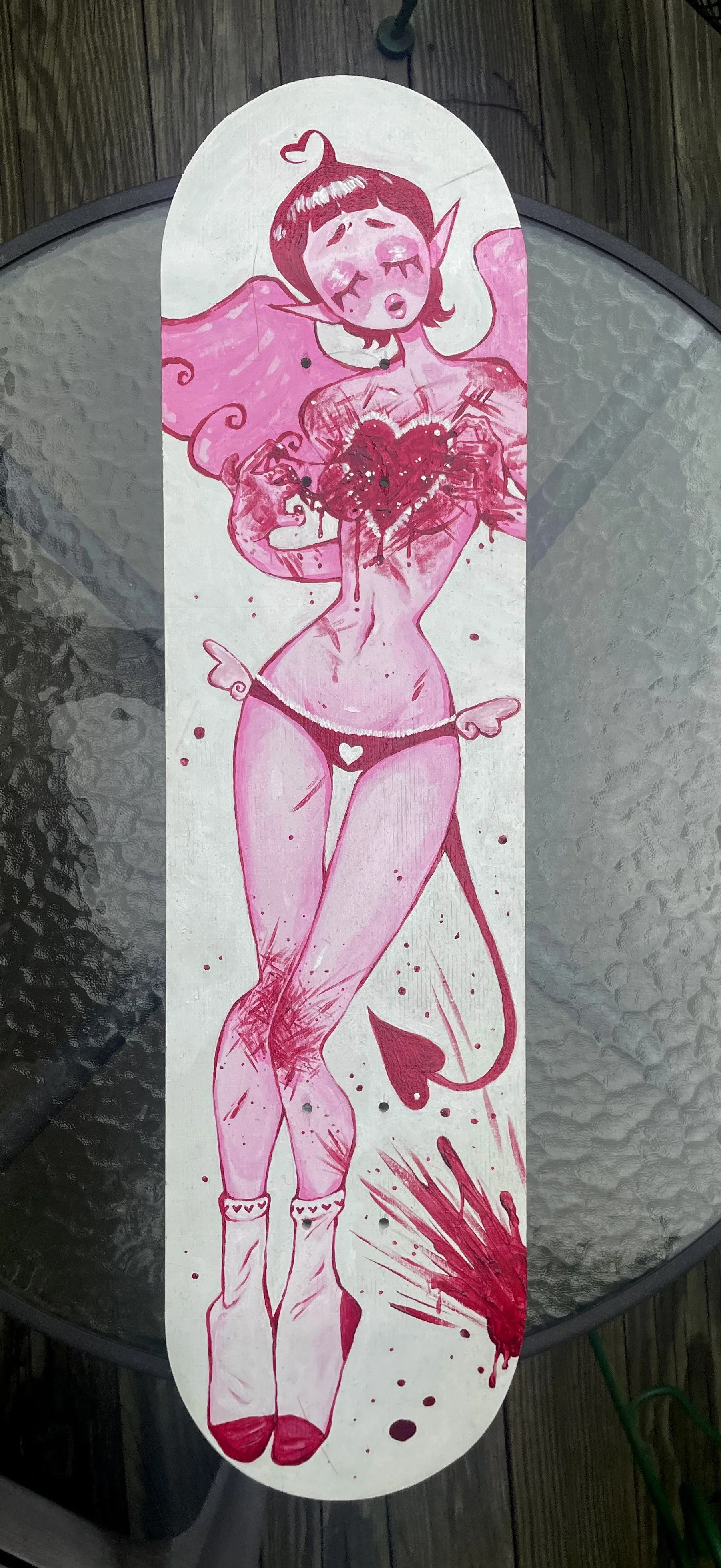 acrylic on skateboard