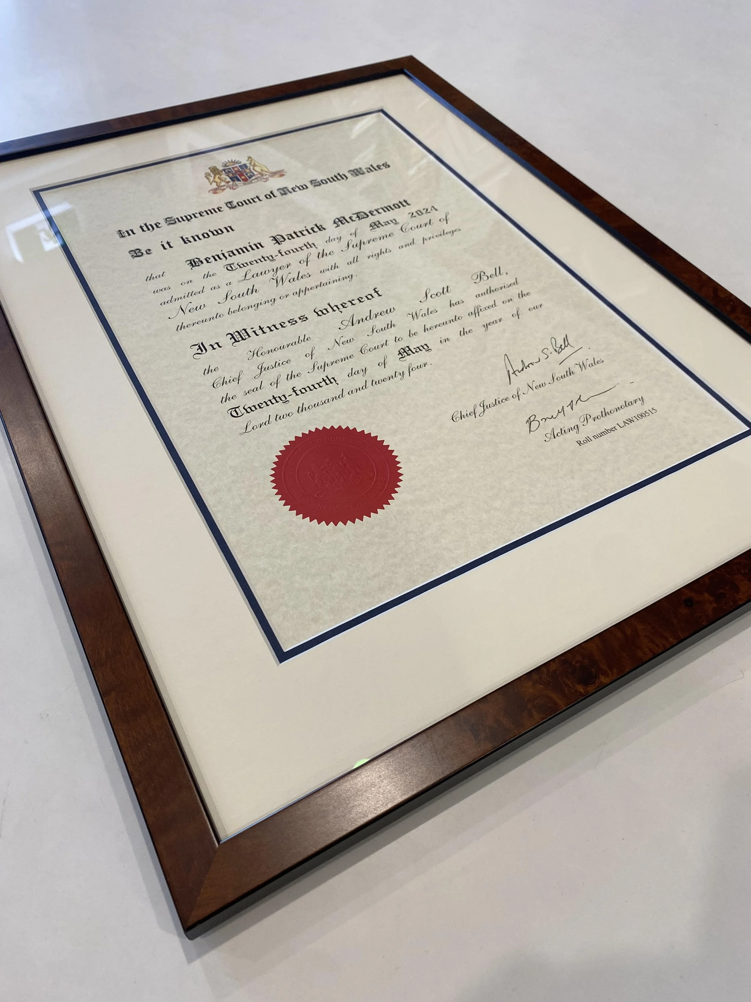 certificate & document framing Funktion Picture Framing Sydney