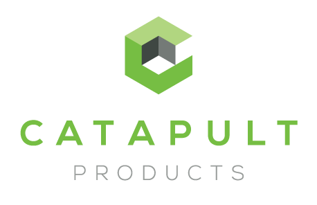 Catapult Products logo featuring a green and black geometric design above the company name.