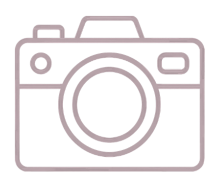 A simple line drawing of a vintage camera with a large lens in the center.