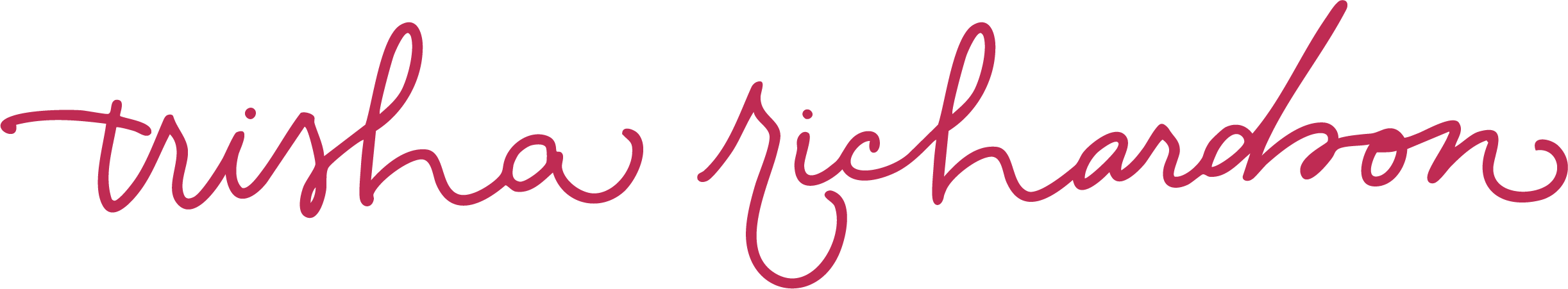 Pink cursive text reads 'Trisha Richardson'.