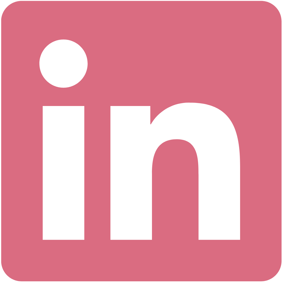 Pink square with rounded corners featuring the black lowercase letters 'i' and 'n'.