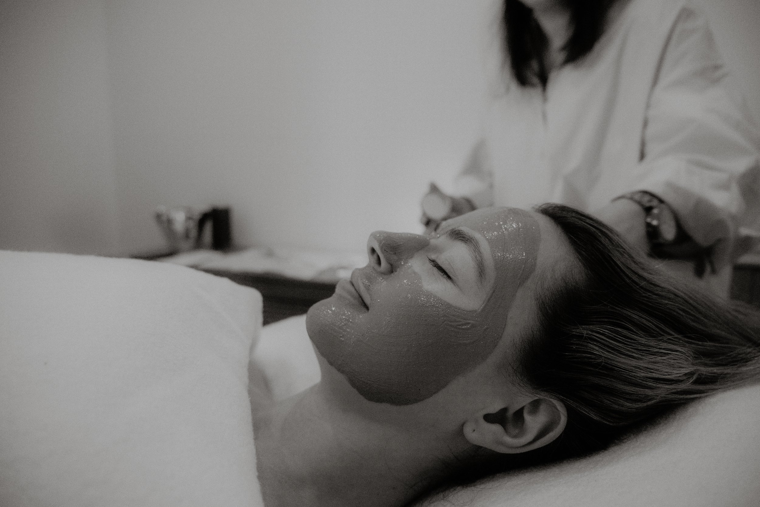 Client with a treatment mask applied during an Advanced Remedy Facial at KIN Skin Co, Bendigo