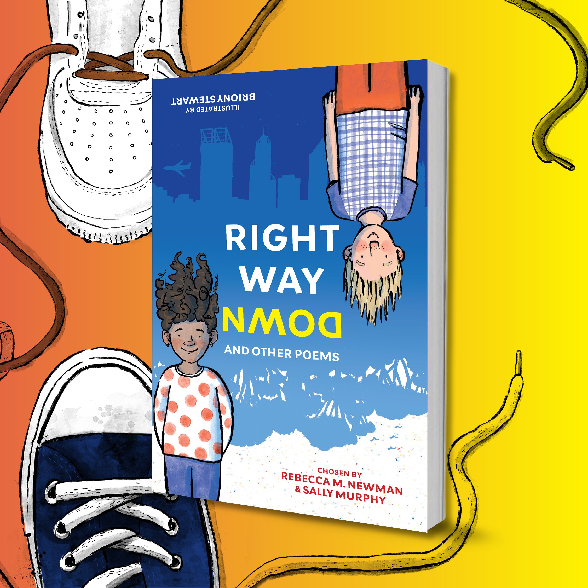 The cover of a poetry anthology for children, Right Way Down and Other Poems