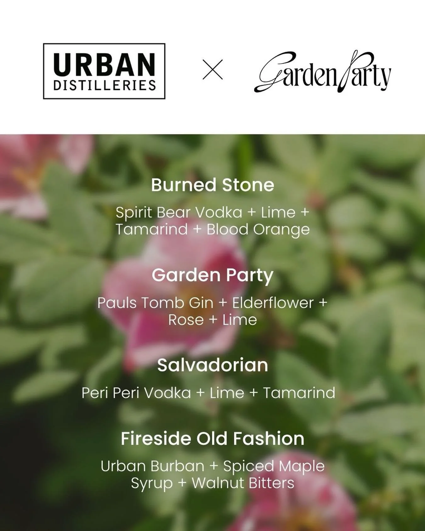 Our @gardenpartyfestival Menu 🌸

Cocktails worth dancing for 🍸 See you there.