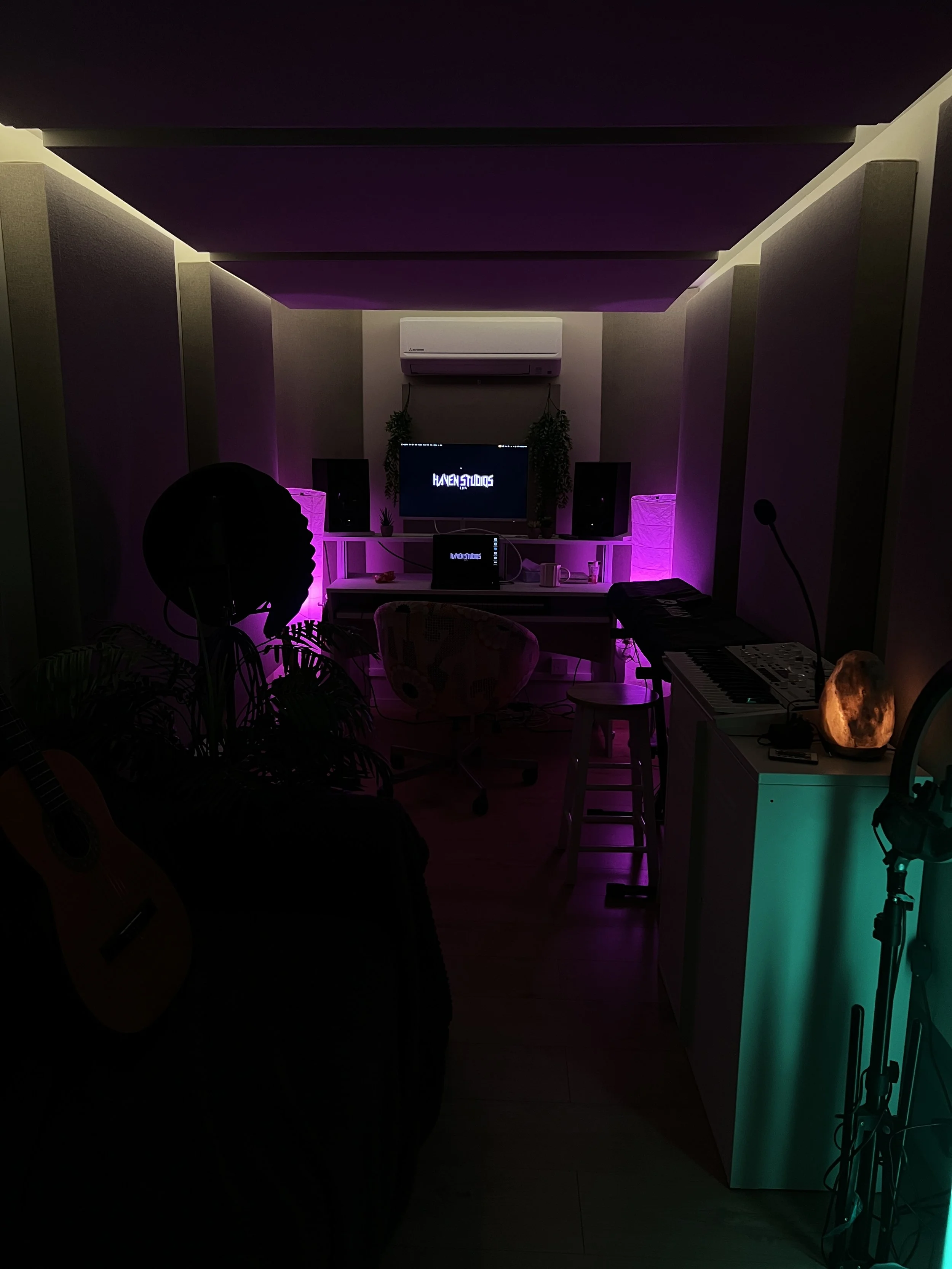 Haven Studios London, with pink & green lighting