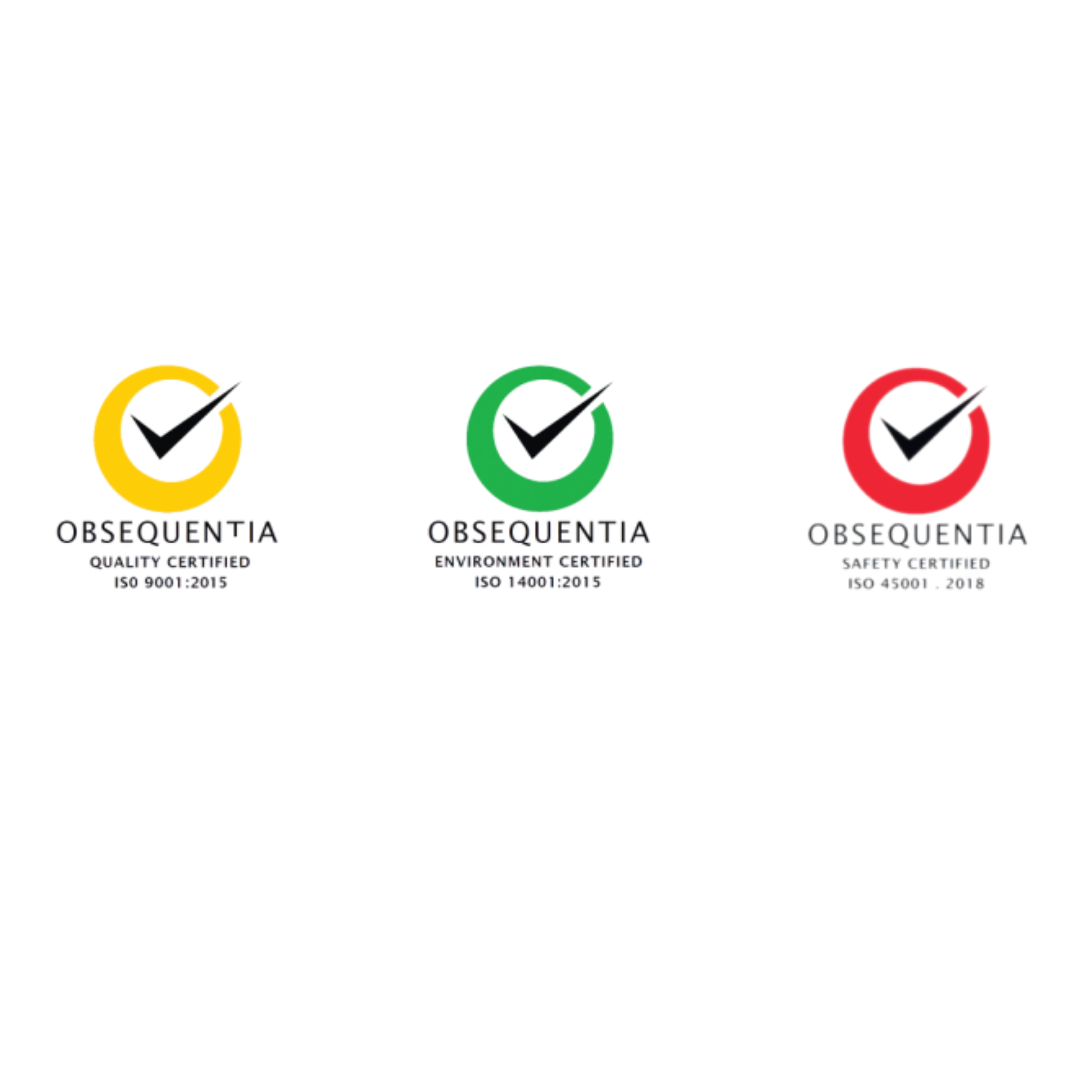 Circles with checkmarks in yellow, green, and red, labeled 'Obsequienta,' 'Obsequienta,' and 'Obsedienta' beneath each.