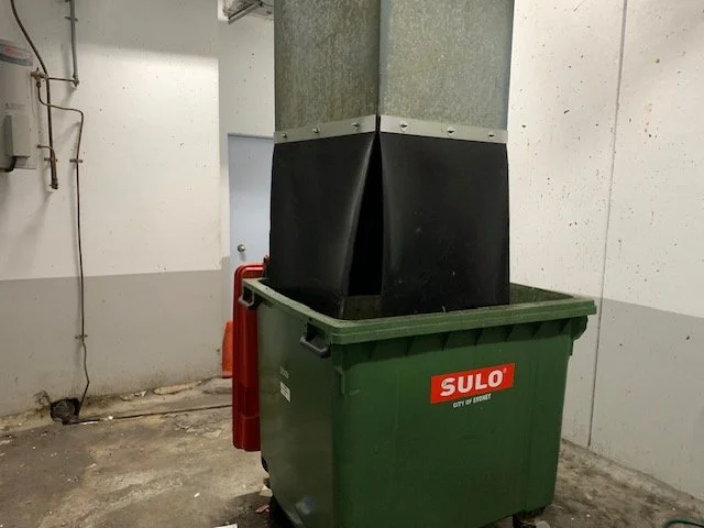 Rubber Splash guards on a Garbage Chute in Sydney Building.