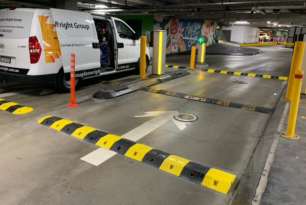 Douglas Wright Cleaning Groups Van in a Car Park ready to do a car park sweep for a strata building in Sydney