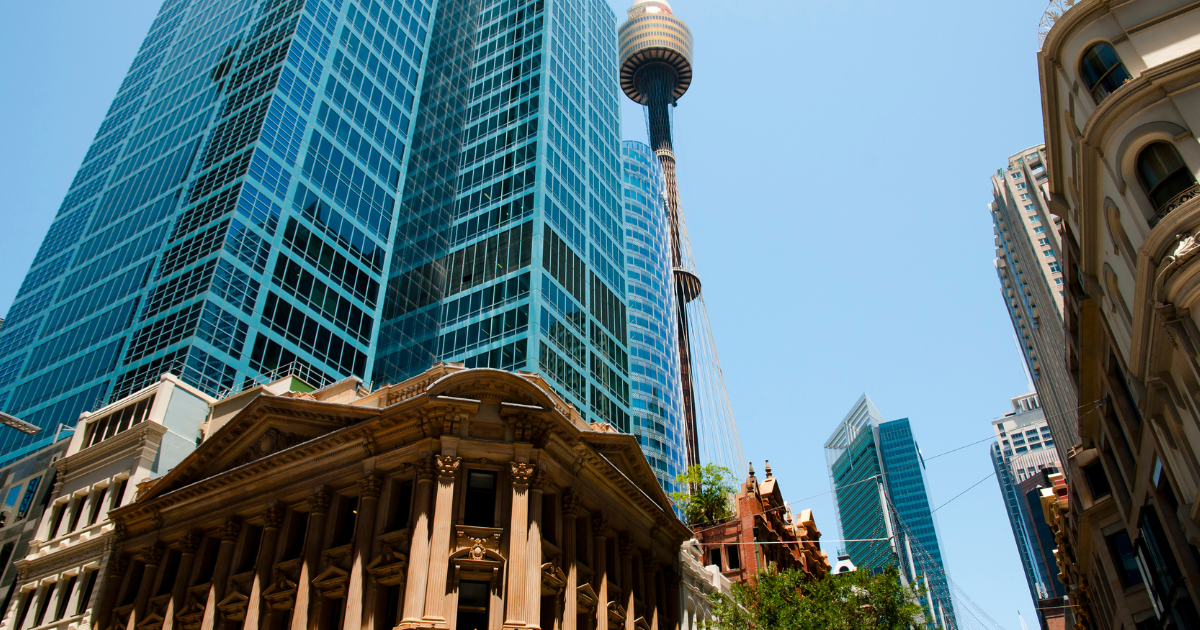 Tall building in Sydney that many retailers are in.