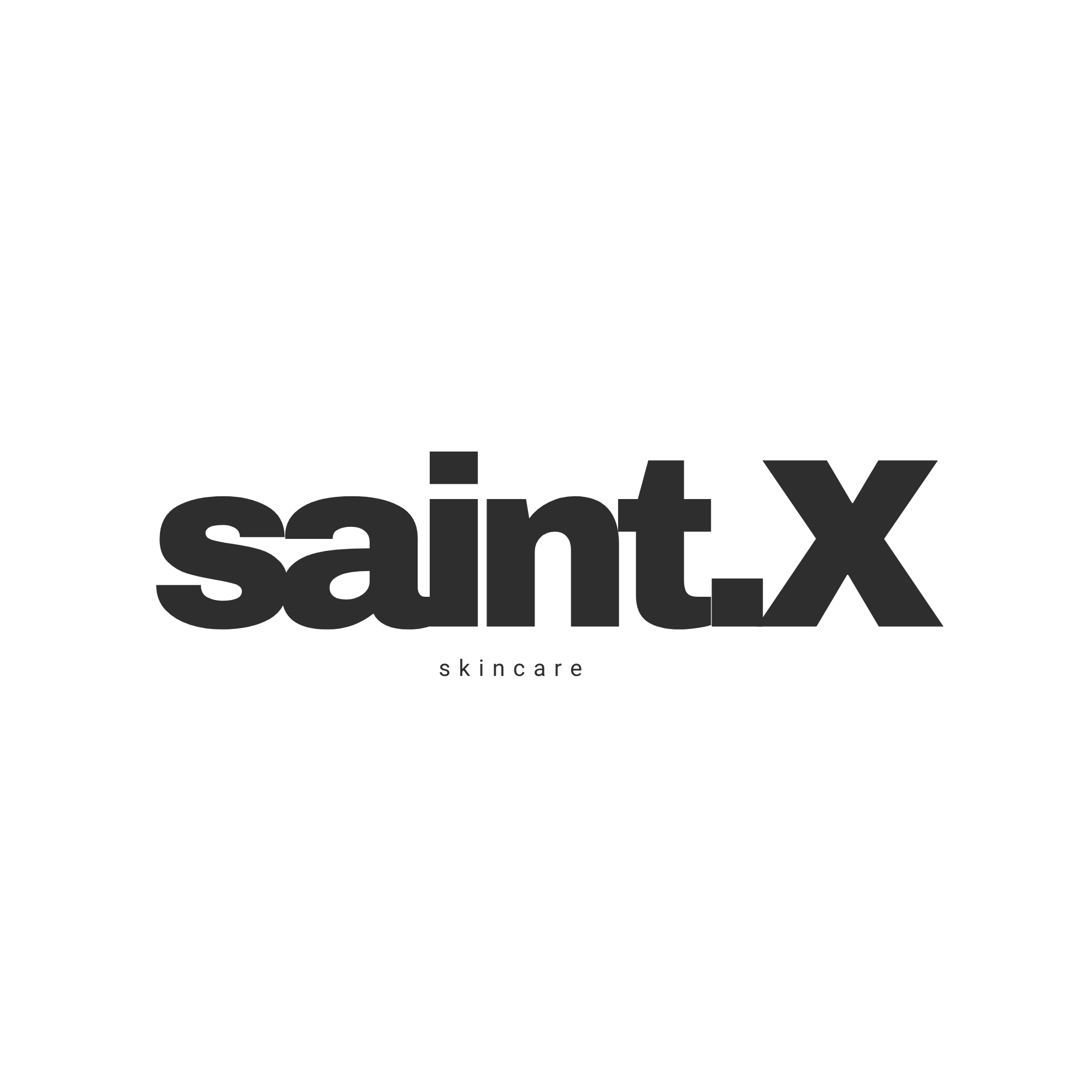 Black text on a white background reads: 'saint-X skincare' with the word 'skincare' written in smaller lowercase letters underneath.