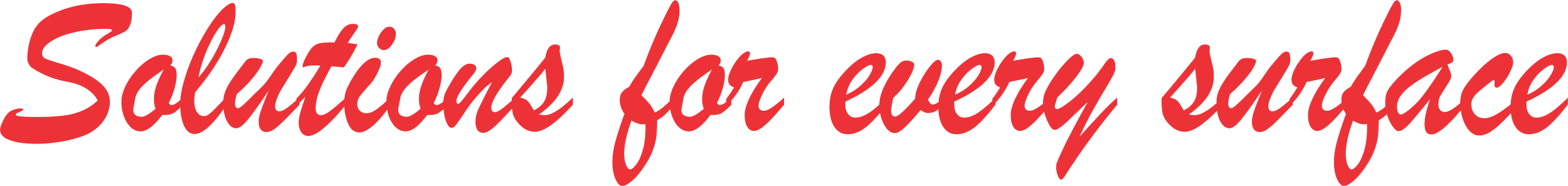 Text that reads 'Solutions for every surface' in red cursive font.