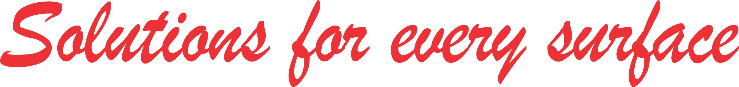 Red cursive text reading "Solutions for every surface".