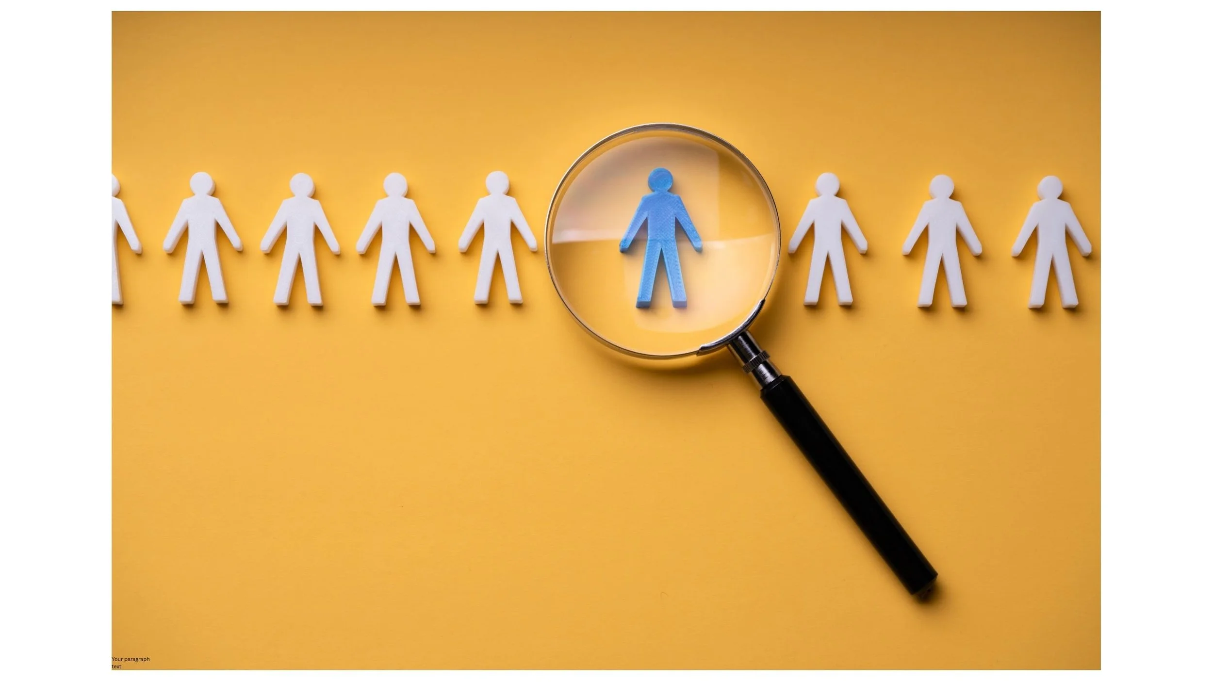 Magnifying glass highlighting an employee, representing employee lifecycle access management and review.